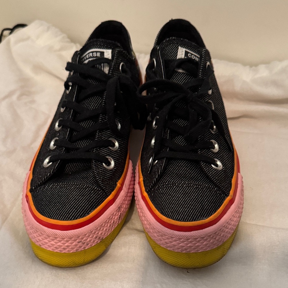Converse Women's Black Sneakers with Vibrant Sole